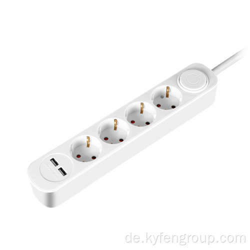 4-Outlet-Schuko mit doppelter USB-Typ A.